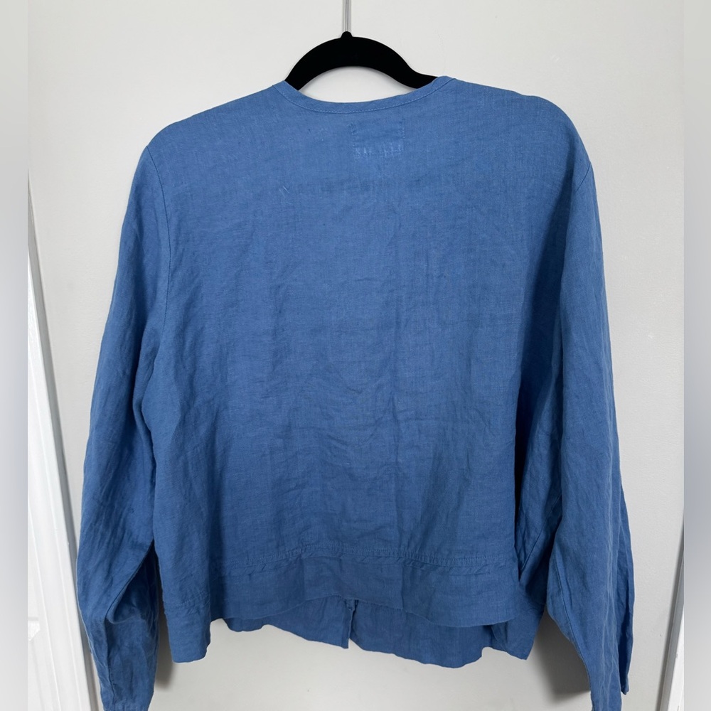 Flax Women's Blue Button-Up Top 100% linen - Picture 3 of 3